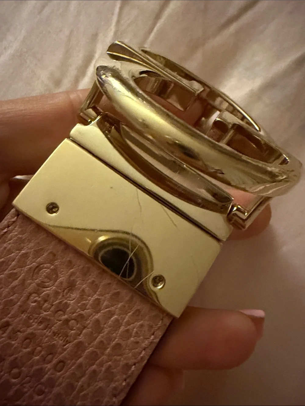 Reversible Gold Gucci Belt Pink & Black